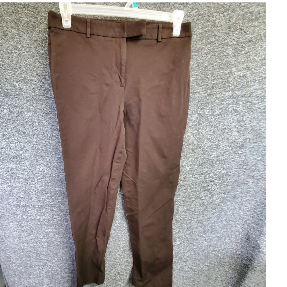 Talbots Womens Brown High-Waist Straight Leg Pants Size 10 Cotton Blend Stretch